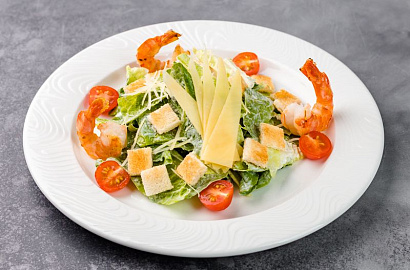Caesar salad RFR style with grilled tiger prawns