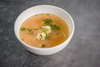 Kid`s quail noodle soup